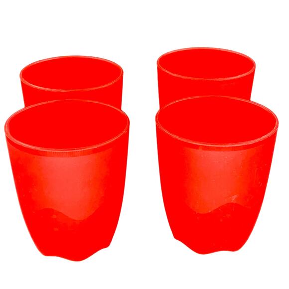 Tupperware Tumblers 1 Cup 8 Oz Red Small Cup Drinking Glass Plastic Set of Four - Picture 1 of 6